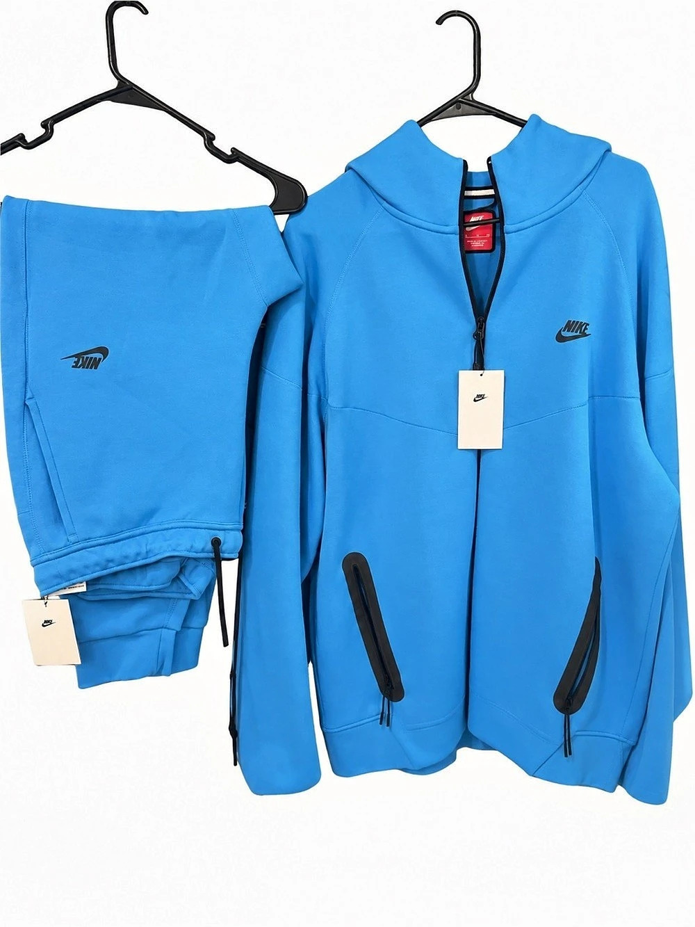 Nike Men’s Blue Matching Set Full Zip Hoodie XL & Pants Large Black Logos